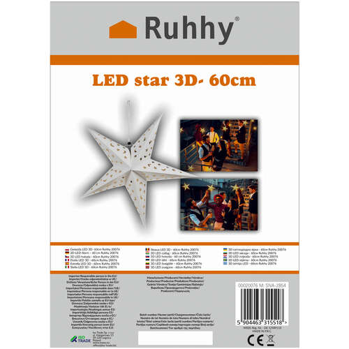 3D LED hvězda - 60cm Ruhhy 20076