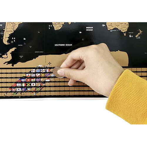 Mapa světa - stírací los s vlajkami + doplňky 23442