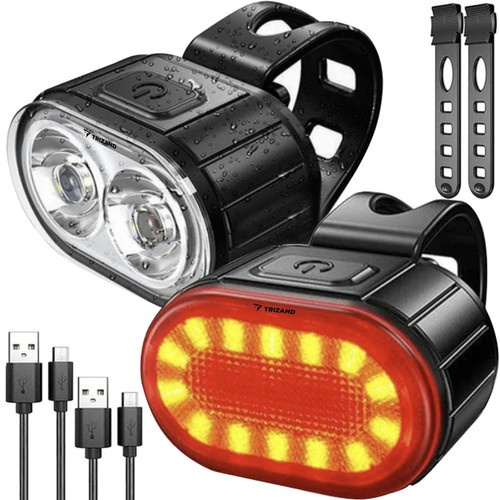 Lampa rowerowa + tylne światło Trizand 24003 zdjęcie 1