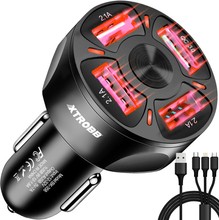 4x USB car charger + Xtrobb 19907 cable