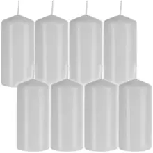 Candle cylinder white - set of 8 pcs.