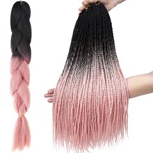 Synthetic hair ombre braids black/pink W10343