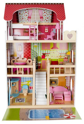 Doll house with swimming pool online