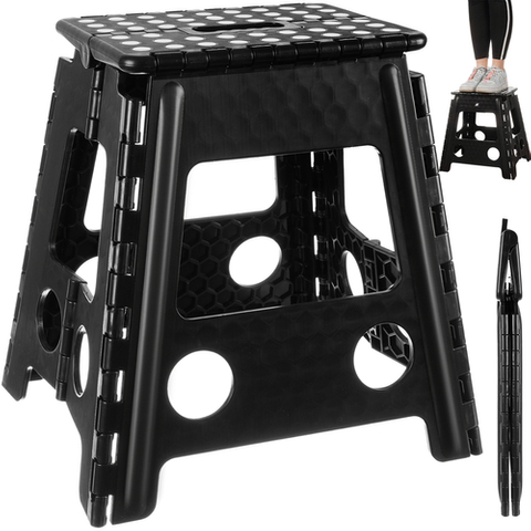 Black and white folding stool, 39 cm