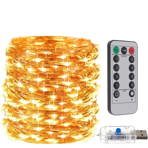 USB Christmas lights - wires 300 LED warm white
