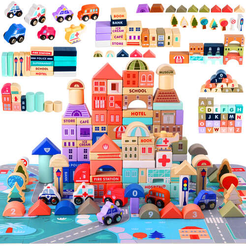 Wooden blocks 115 pcs - city 23519