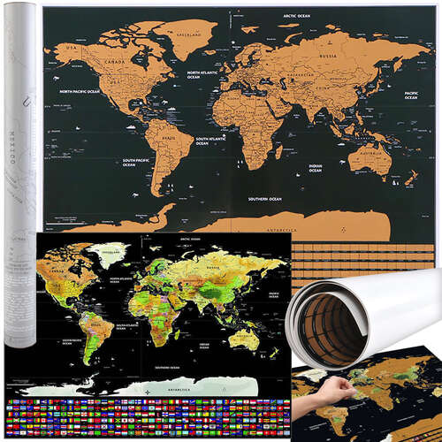 World map - scratch card with flags 23443