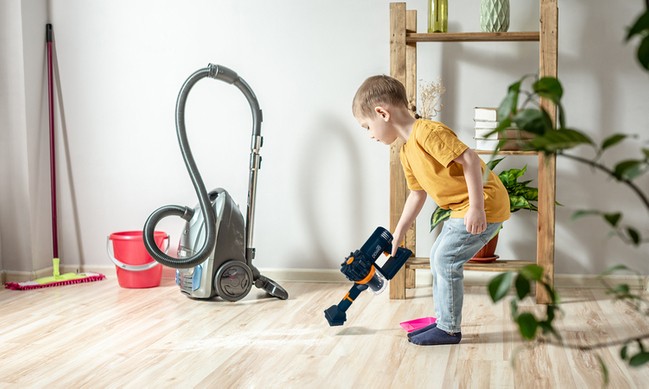 Aspirateur vertical enfant - bleu