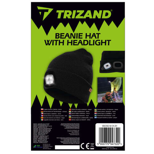 Bonnet d&#39;hiver avec lampe de poche - noir Trizand 22663