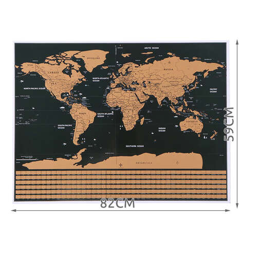 Carte du monde - carte à gratter avec drapeaux + accessoires 23442