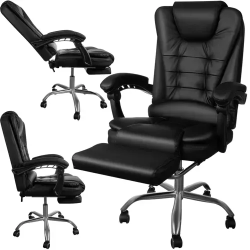 Chaise de bureau avec repose-pieds - noir Malatec 23286