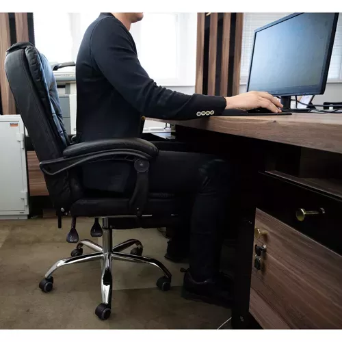 Chaise de bureau avec repose-pieds - noir Malatec 23286