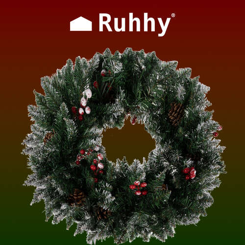 Couronne de Noël enneigée Ruhhy 22302