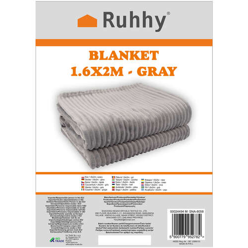 Couverture 1,6x2m - gris Ruhhy 24494