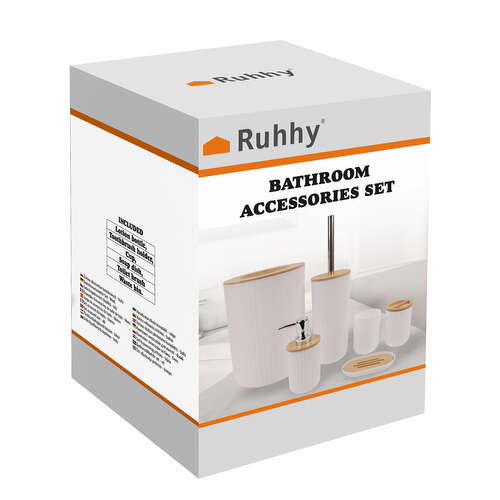 Ensemble d&#39;accessoires de salle de bain - blanc Ruhhy 24635