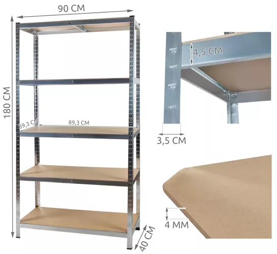 Etagère d&#39;entrepôt 180x90x40 Malatec 23768