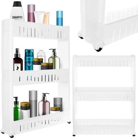 Etagère de cuisine mobile sur roulettes, blanche