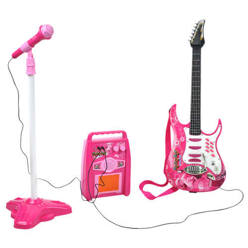 Guitare + micro + amplificateur rose 22407