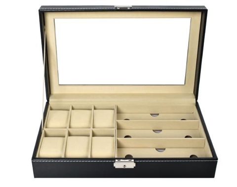 Organisateur pour montres et lunettes, noir