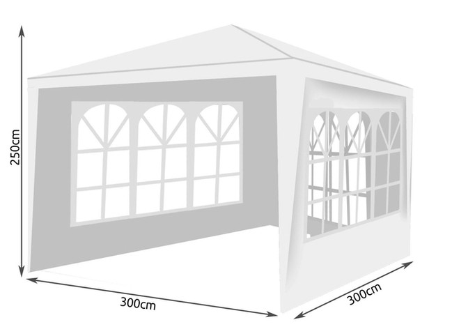 Pavillon de jardin 4 murs 3x3m blanc P12875