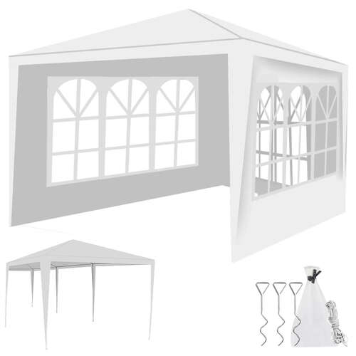 Pavillon de jardin 4 murs 3x3m blanc P12875