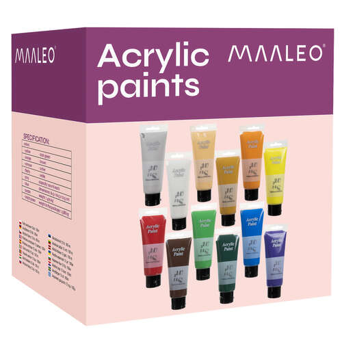 Peintures acryliques 12 pièces. 100ml Maaleo 20424