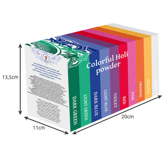 Poudre Holi colorée - lot de 10x100g