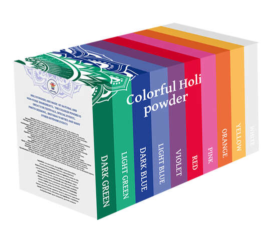 Poudre Holi colorée - set 10x100g