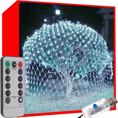 Rideau lumineux 160 LED USB - blanc froid KŚ19760