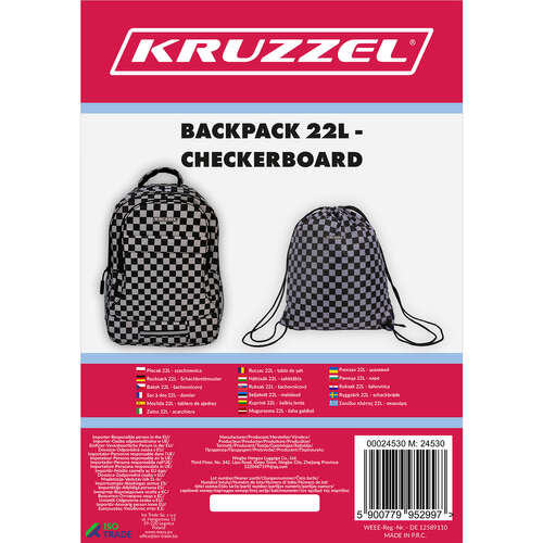 Sac à dos 22L - damier Kruzzel 24530