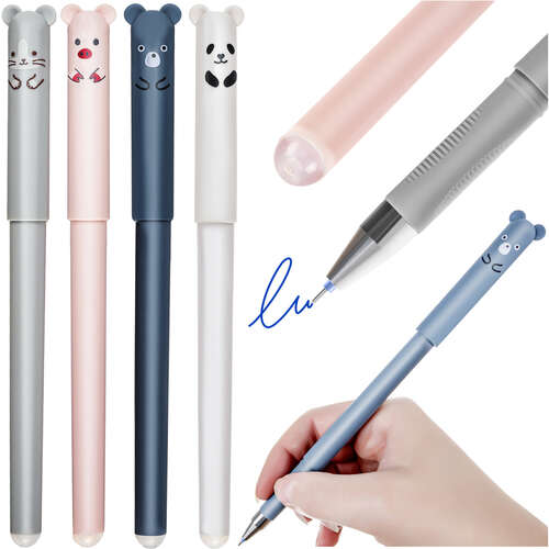 Stylo effaçable - animaux, 4 pcs.