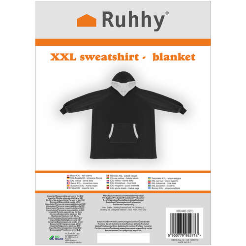 Sweat XXL - couverture noire Ruhhy 24403