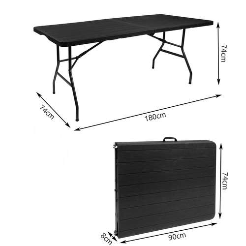 Table de jardin pliante, noire, 180 cm