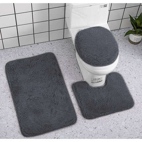 Tapis de salle de bain - set - gris Ruhhy 22061