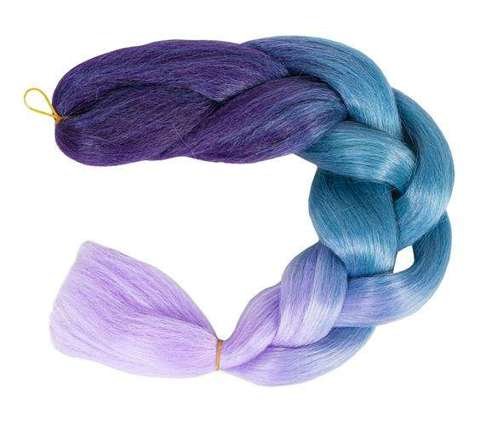 Tresses de cheveux synthétiques ombre bleu/fio W10342