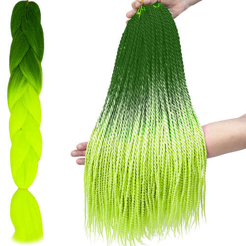 Tresses de cheveux synthétiques ombre vert/néonW10344