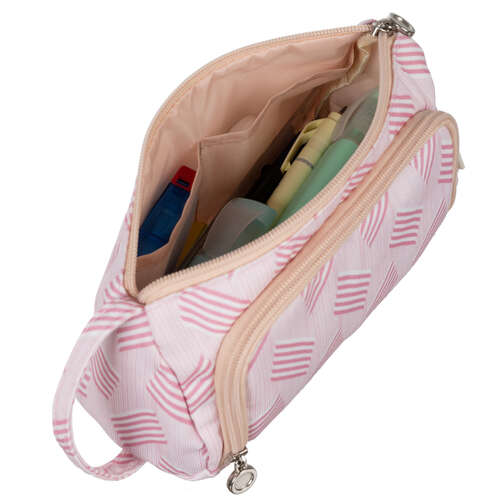 Trousse scolaire extensible à deux compartiments, double sac rose, pour enfants