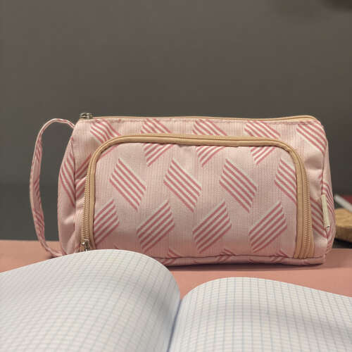 Trousse scolaire extensible à deux compartiments, double sac rose, pour enfants