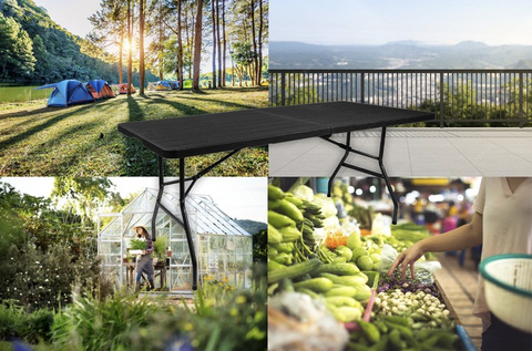 Folding garden table black 180cm