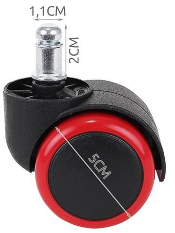Office chair wheels - 5 pcs - red