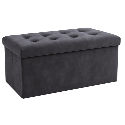 Пуф из серого бархата 76x38x38 см Ruhhy 26130