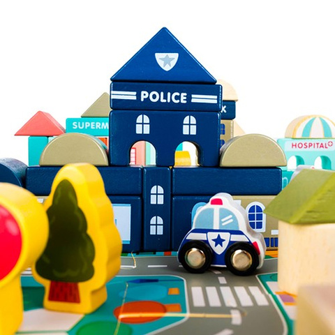 Wooden blocks 115 pcs - city 23519