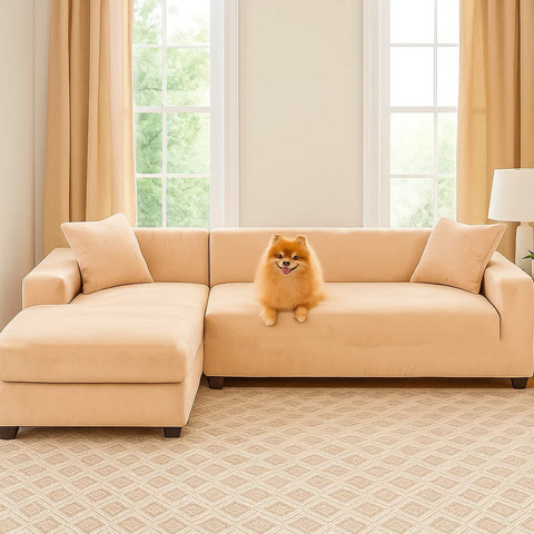 Housse de canapé beige Ruhhy 26184 190-230 cm