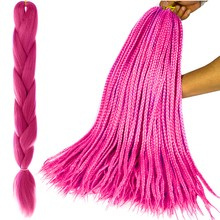 Cheveux synthétiques en tresses - foncé - rose