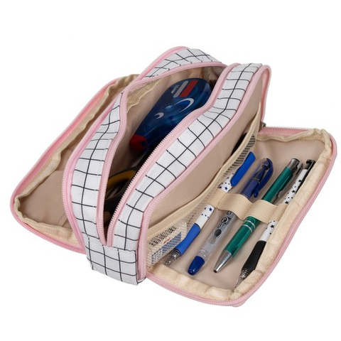 Triple foldable pencil case - checkered Maaleo24514