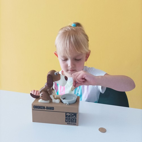 Battery operated piggy bank - brown dog 22470