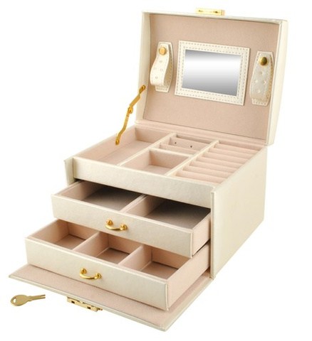 Coffret à bijoux beige