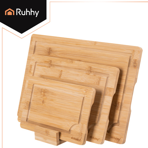 Bamboo cutting board - 3 pcs + Ruhhy stand