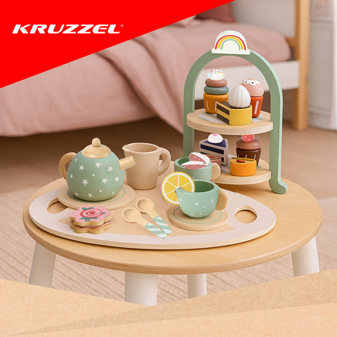 Детский чайный сервиз + подставка для торта Kruzzel 26418