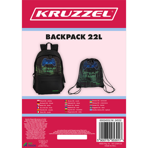 Sac à dos 22L - école Kruzzel 24532